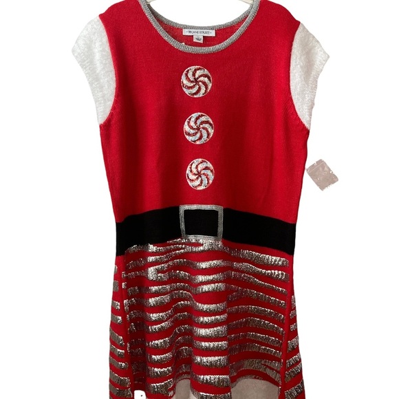 Knitted Christmas Holiday Dress With Sequins Short Sleeves Size Large BNWT - Picture 1 of 8